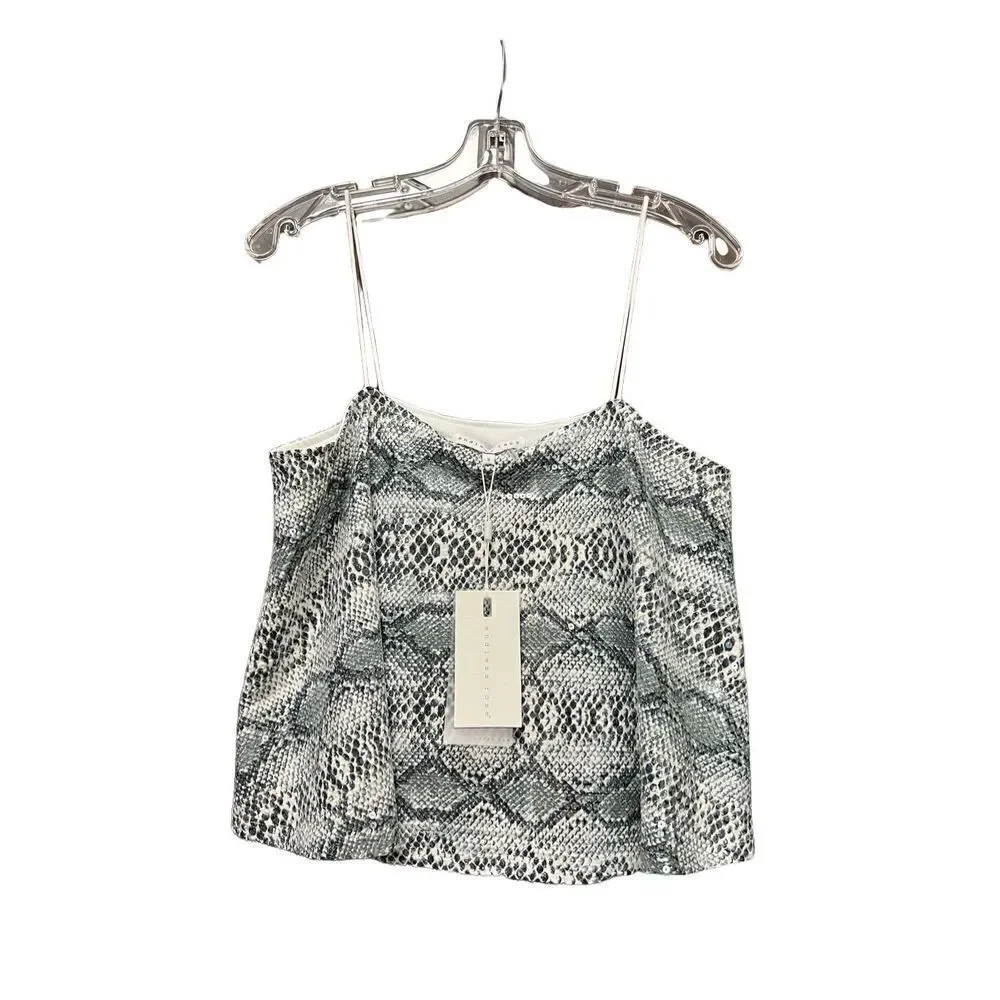 Anthropologie endless rose snakeskin sequin cami mini skirt set size small